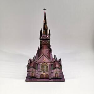 REO Company Gothic Cathedral Trinket Box Purple Church Miniature 1987